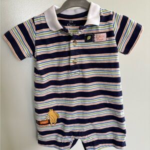 Disney Classic Pooh 6M Baby Striped Polo Romper Let’s Play Together caterpillar